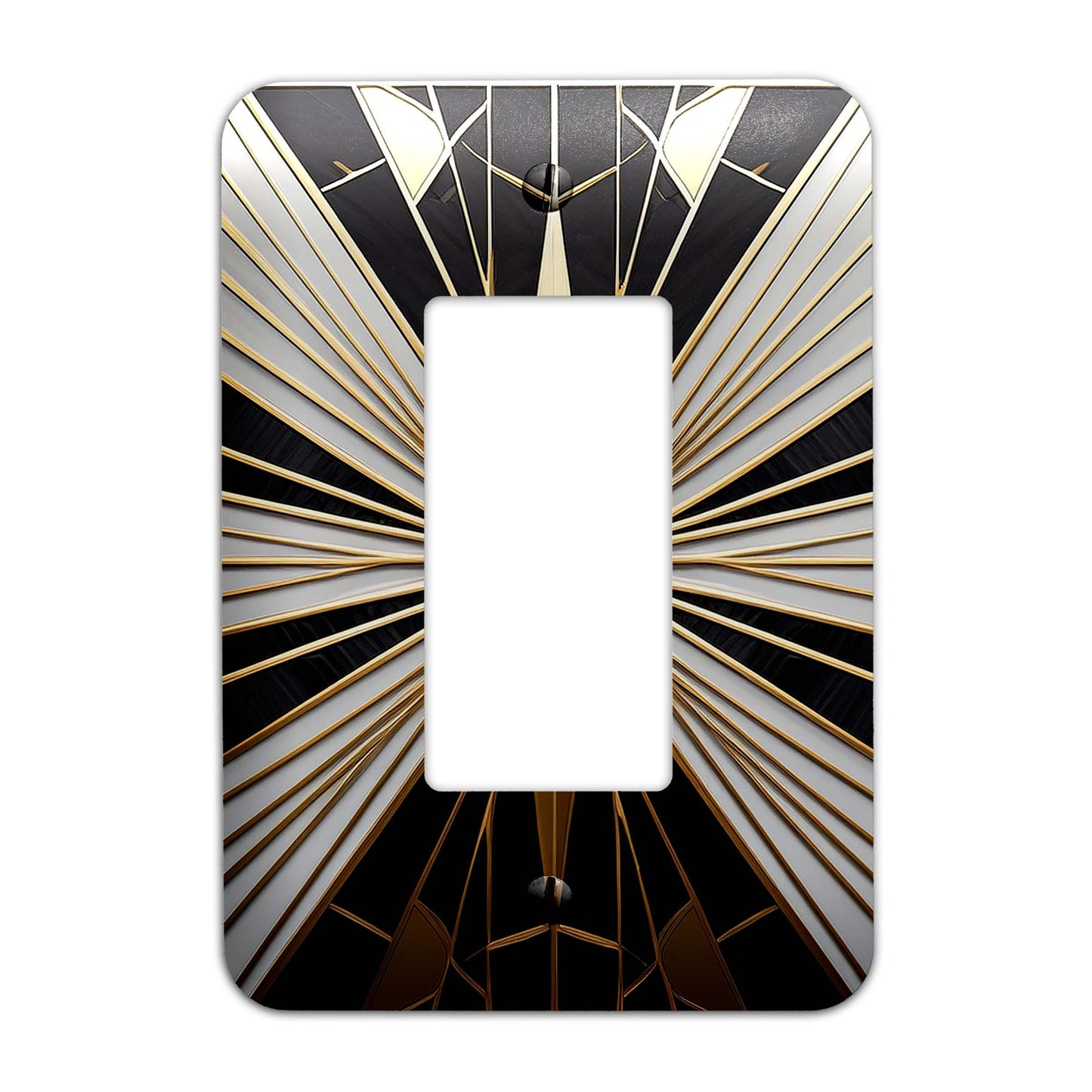 Metal Decorative Light Switch Plate Cover - Art Deco Gold and White - Several Sizes Available #5249