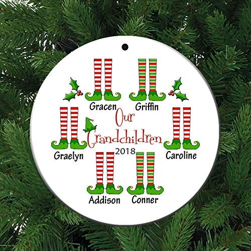 Our Grandchildren 6 Grandkids Christmas Personalized Ceramic Christmas Ornament