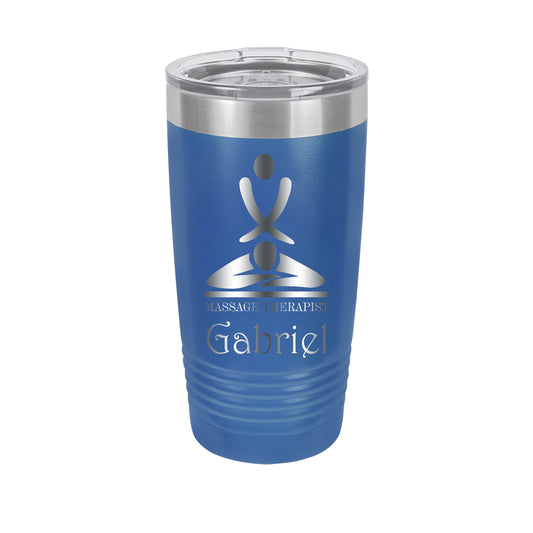 Massage Therapist Personalized Engraved Powder Coated Insulated 20 oz Tumbler 12 colors available