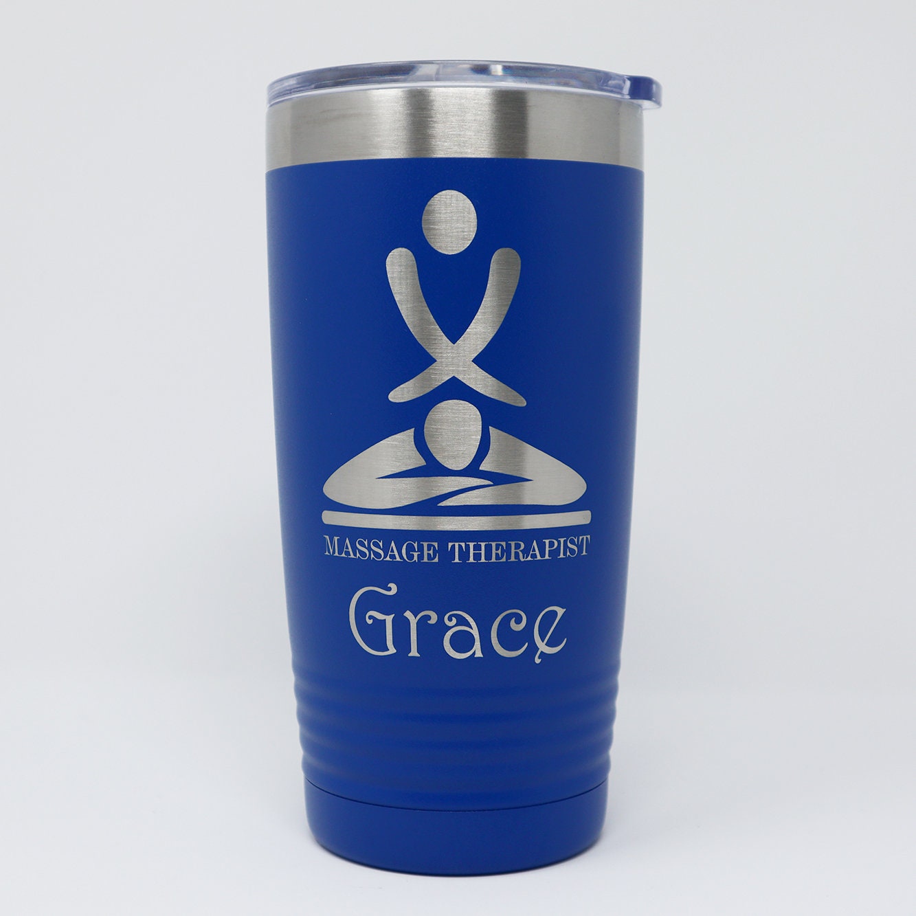 Massage Therapist Personalized Engraved Powder Coated Insulated 20 oz Tumbler 12 colors available