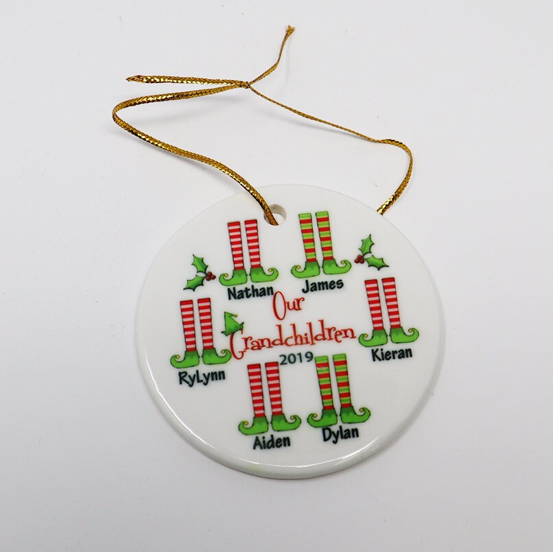 Our Grandchildren 6 Grandkids Christmas Personalized Ceramic Christmas Ornament