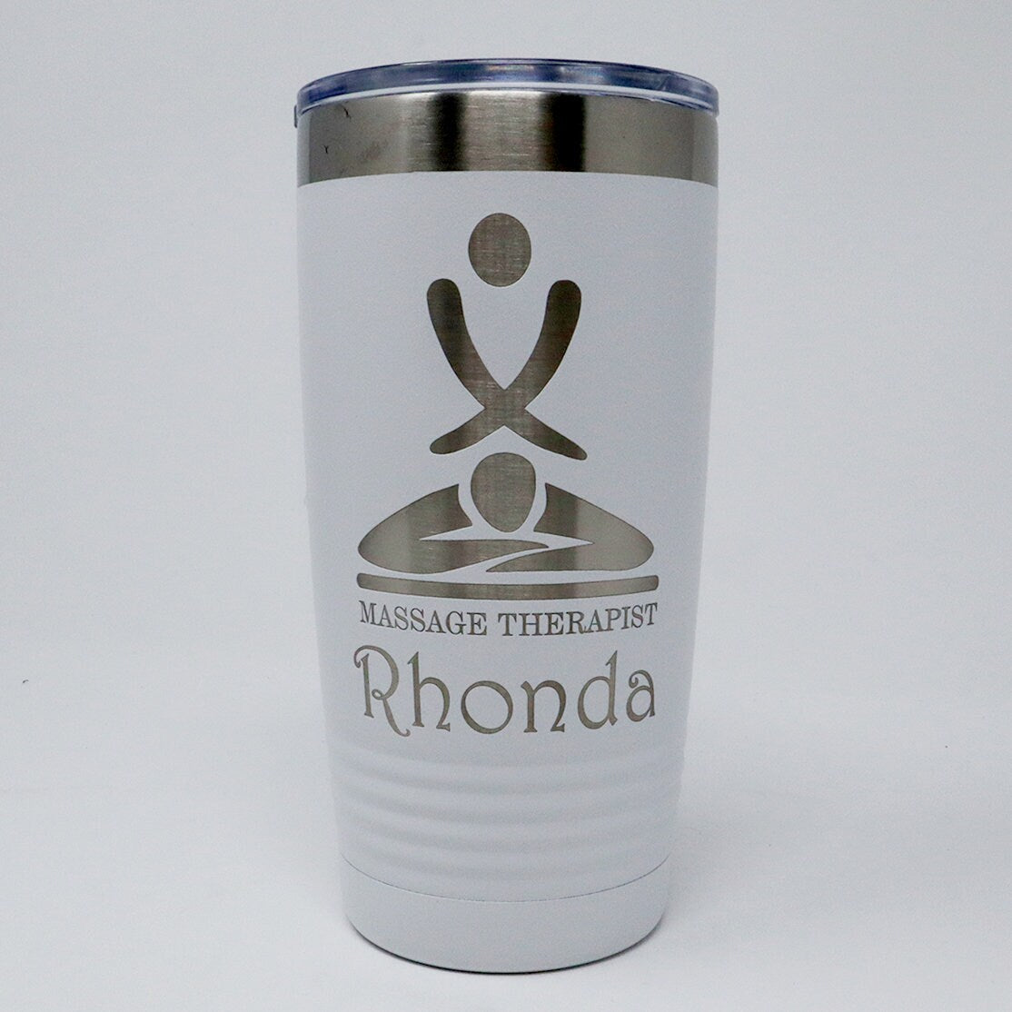 Massage Therapist Personalized Engraved Powder Coated Insulated 20 oz Tumbler 12 colors available
