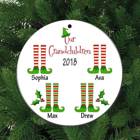Our Grandchildren 4 Grandkids Christmas Personalized Ceramic Christmas Ornament