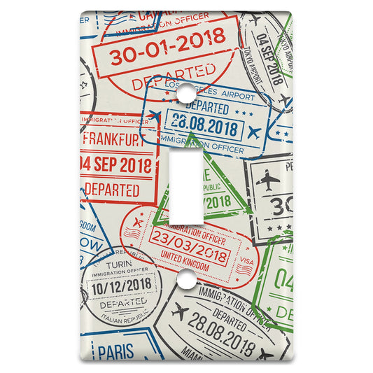 Metal Light Switch Plate Cover Passport Stamp Light Switchplate Cover, Other Sizes Available, Home Decor, Lighting
