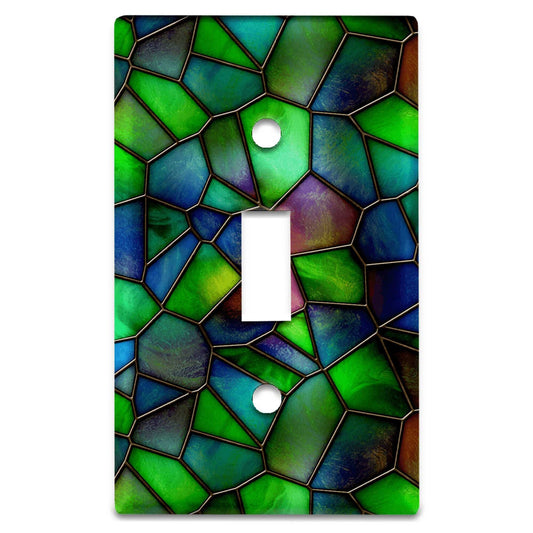 Stained Glass Look Blues & Greens Decorative Light Switchplate Cover, Other Sizes Available, Home Decor, Lighting