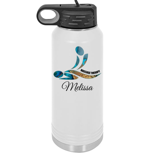 Massage Therapy Personalized UV Printed Insulated Stainless Steel 32 oz Water Bottle