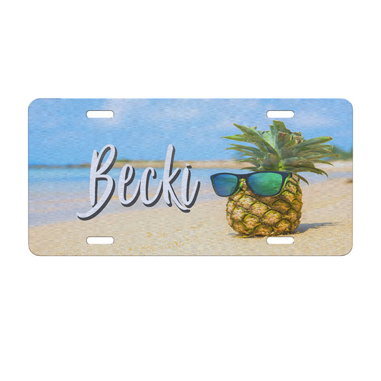 Personalized Pineapple Beach Vanity Plate, Summer License Plate