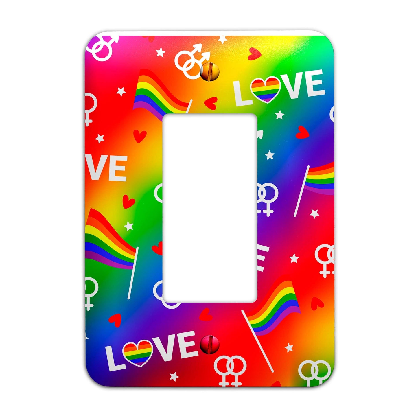 Metal Light Switch Plate Cover - Pride Flag Colorful Rainbow Love - Decorative Lighting Switchplate, Other Sizes Available, Home Decor