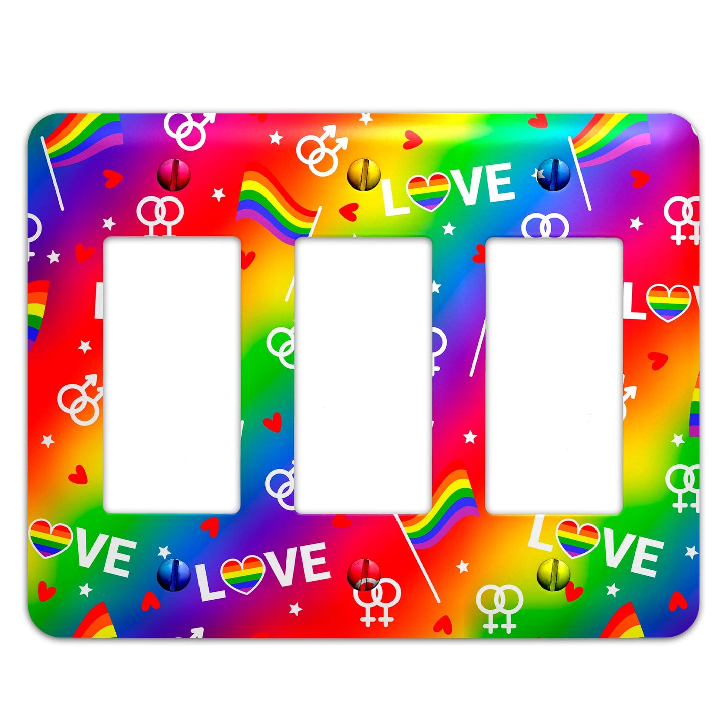 Metal Light Switch Plate Cover - Pride Flag Colorful Rainbow Love - Decorative Lighting Switchplate, Other Sizes Available, Home Decor