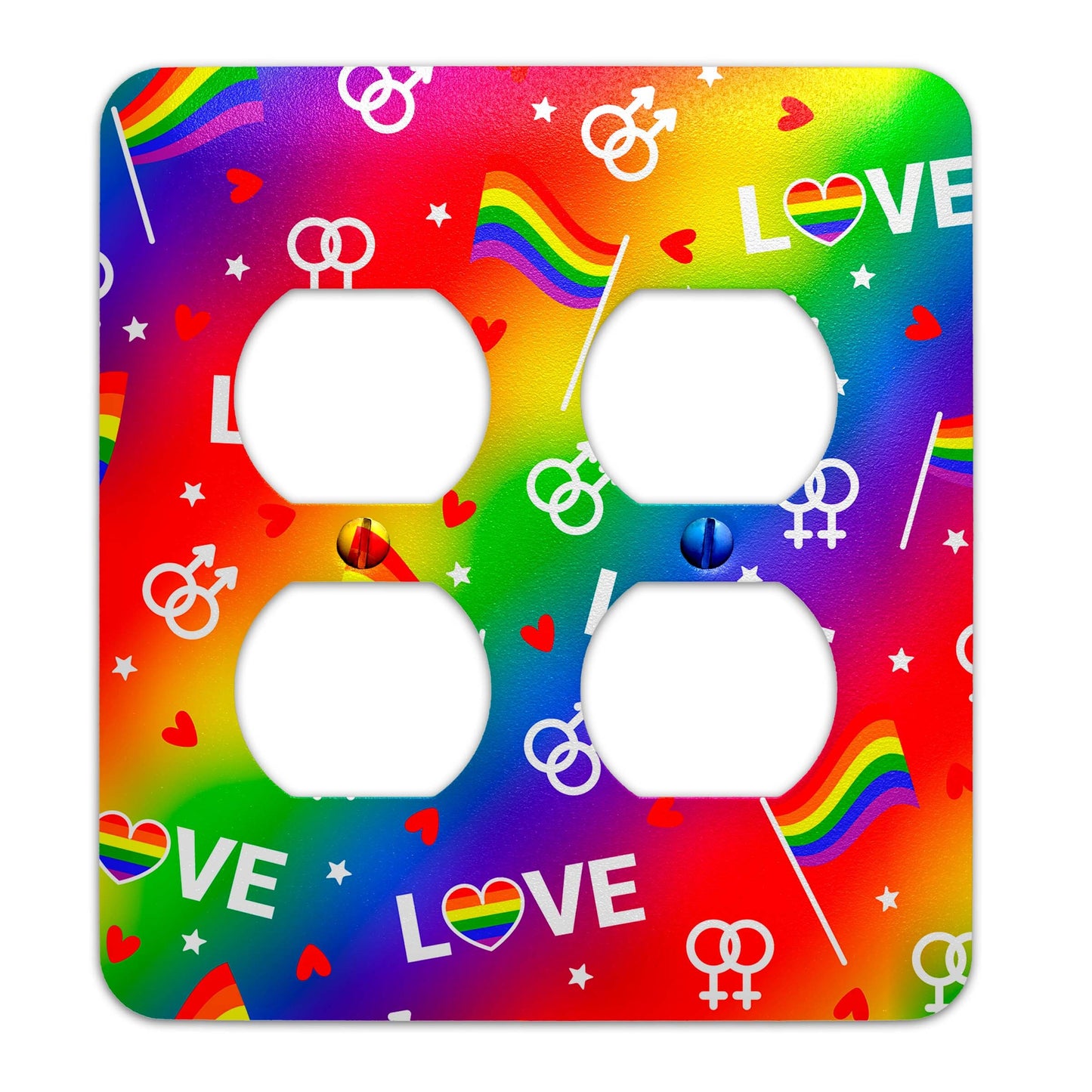 Metal Light Switch Plate Cover - Pride Flag Colorful Rainbow Love - Decorative Lighting Switchplate, Other Sizes Available, Home Decor