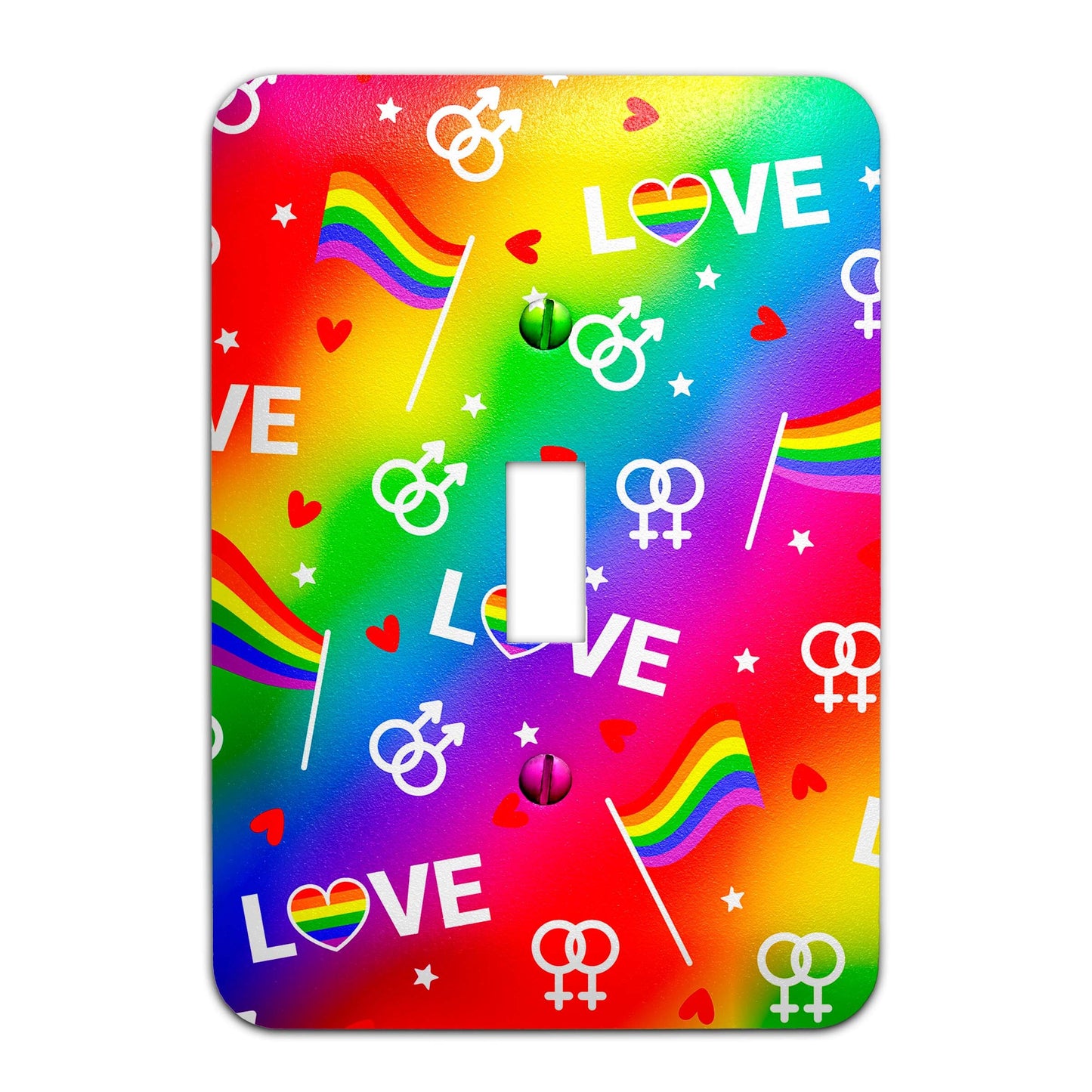 Metal Light Switch Plate Cover - Pride Flag Colorful Rainbow Love - Decorative Lighting Switchplate, Other Sizes Available, Home Decor