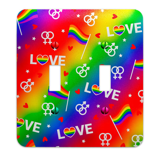 Metal Light Switch Plate Cover - Pride Flag Colorful Rainbow Love - Decorative Lighting Switchplate, Other Sizes Available, Home Decor
