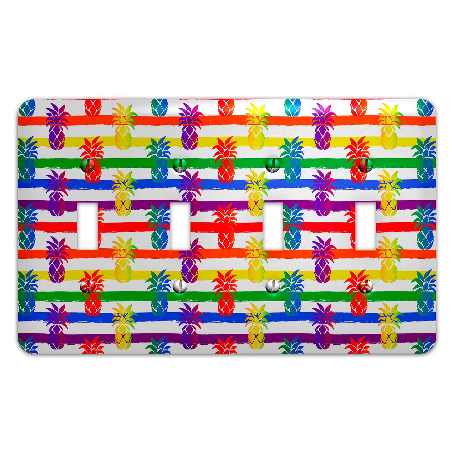 Metal Light Switch Plate Cover - Rainbow Pride Pineapple - Decorative Light Switchplate Cover, Other Sizes Available, Home Decor, Lighting