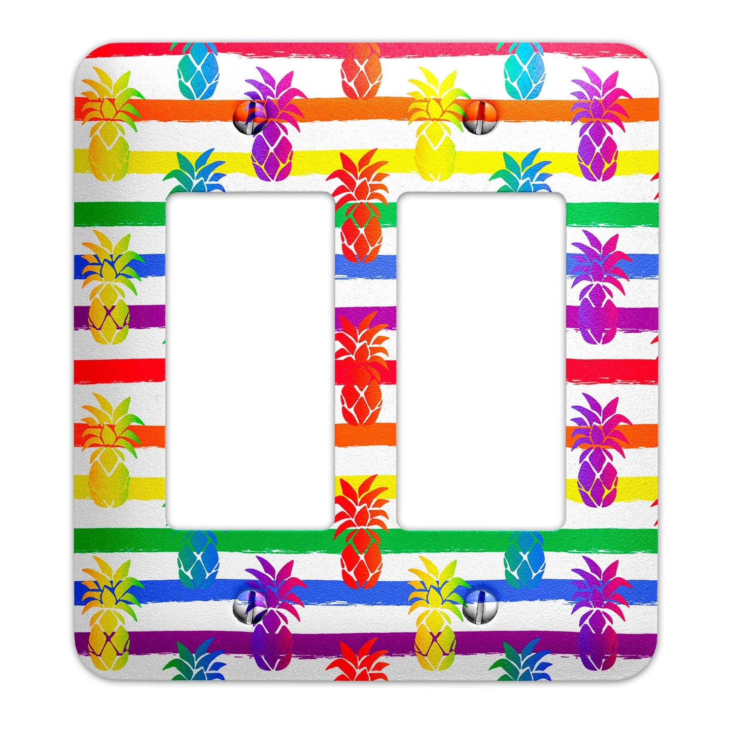 Metal Light Switch Plate Cover - Rainbow Pride Pineapple - Decorative Light Switchplate Cover, Other Sizes Available, Home Decor, Lighting