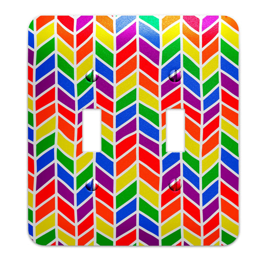 Metal Light Switch Plate Cover - Alternating Rainbow Pride Chevron Decorative Lighting Switchplate Cover, Other Sizes Available, Home Decor