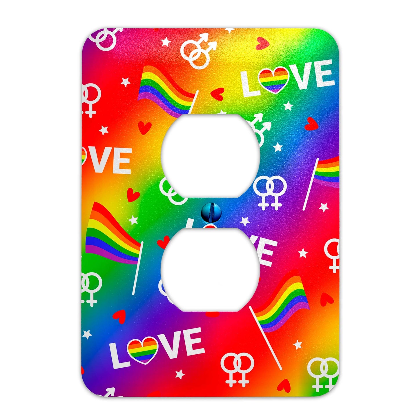 Metal Light Switch Plate Cover - Pride Flag Colorful Rainbow Love - Decorative Lighting Switchplate, Other Sizes Available, Home Decor