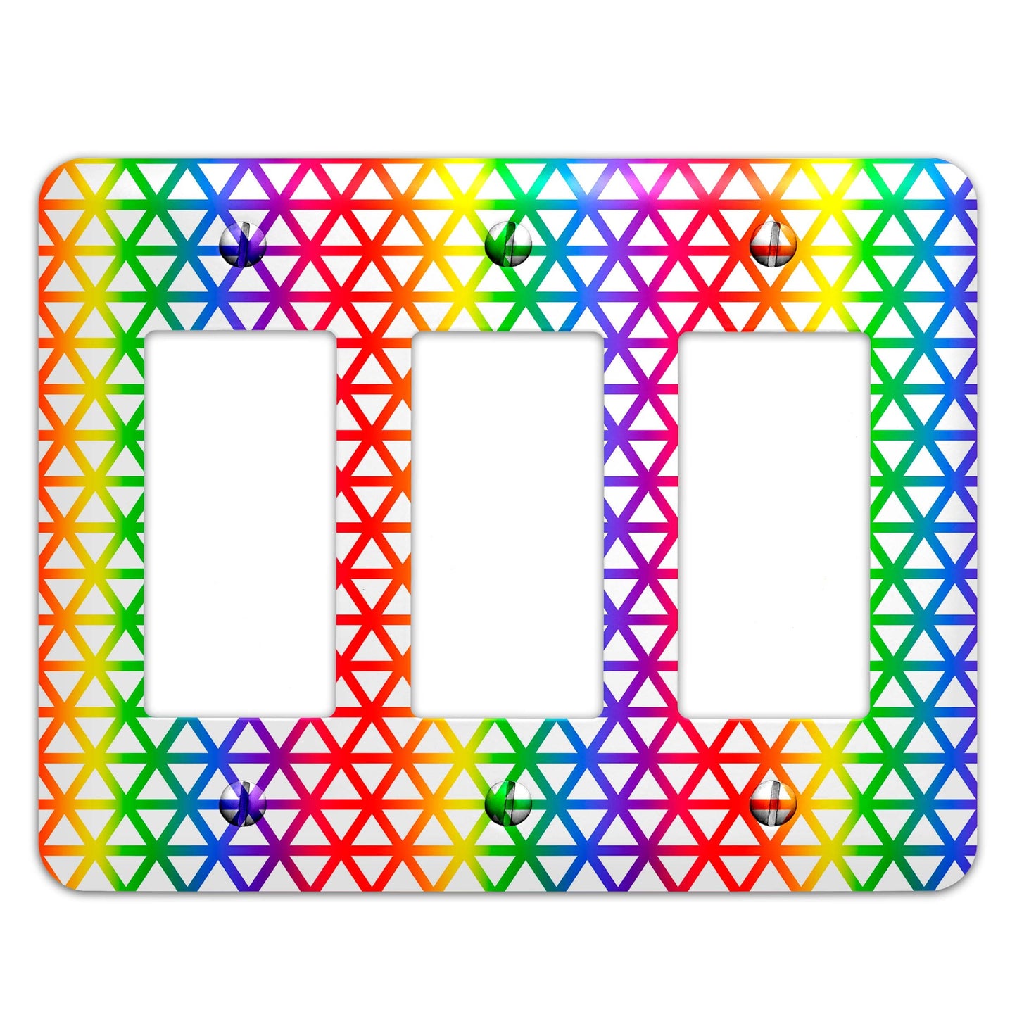 Metal Light Switch Plate Cover - Geometric Rainbow - Decorative Light Switchplate Cover, Other Sizes Available, Home Decor, Lighting