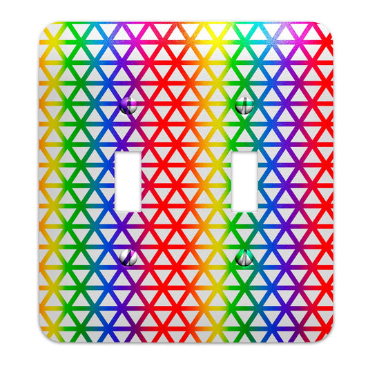 Metal Light Switch Plate Cover - Geometric Rainbow - Decorative Light Switchplate Cover, Other Sizes Available, Home Decor, Lighting