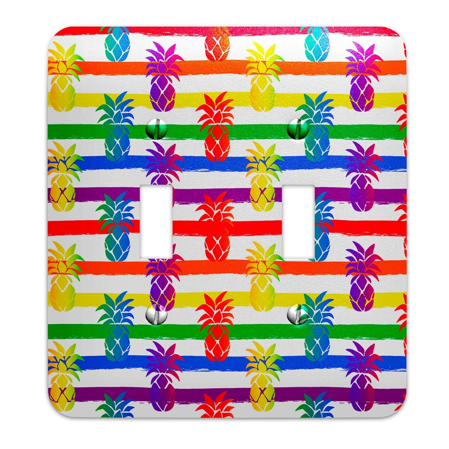 Metal Light Switch Plate Cover - Rainbow Pride Pineapple - Decorative Light Switchplate Cover, Other Sizes Available, Home Decor, Lighting