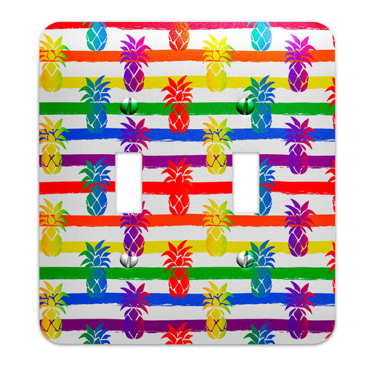 Metal Light Switch Plate Cover - Rainbow Pride Pineapple - Decorative Light Switchplate Cover, Other Sizes Available, Home Decor, Lighting