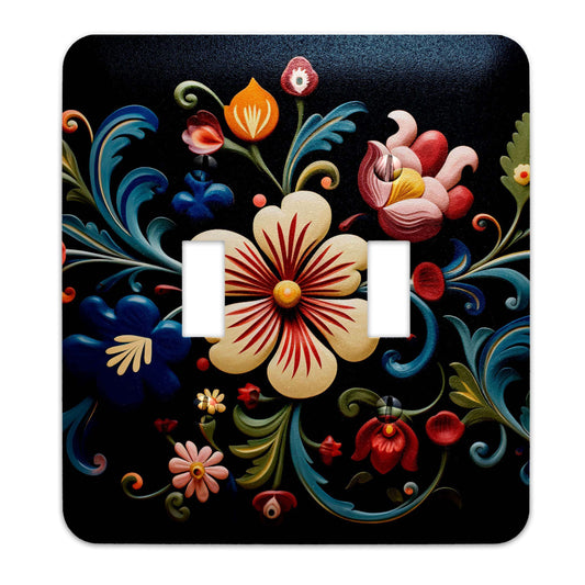 Blue Rosemaling Switch Plate Cover, Light Switch, Wall Plate, Single, Double, Home Decor
