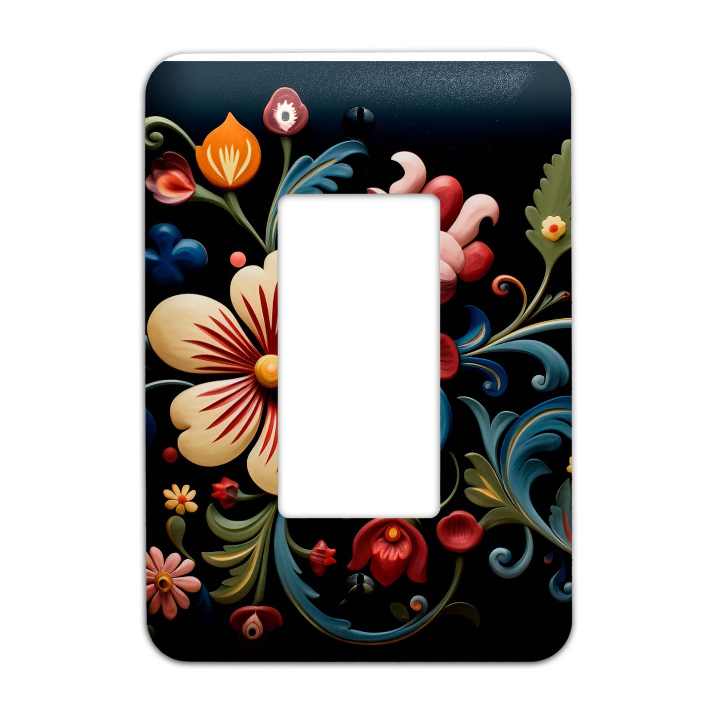 Blue Rosemaling Switch Plate Cover, Light Switch, Wall Plate, Single, Double, Home Decor