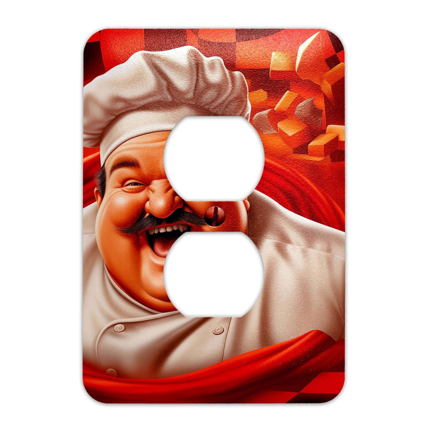 Metal Decorative Light Switch Plate Cover - Happy Fat Chef - Other Sizes Available #4764