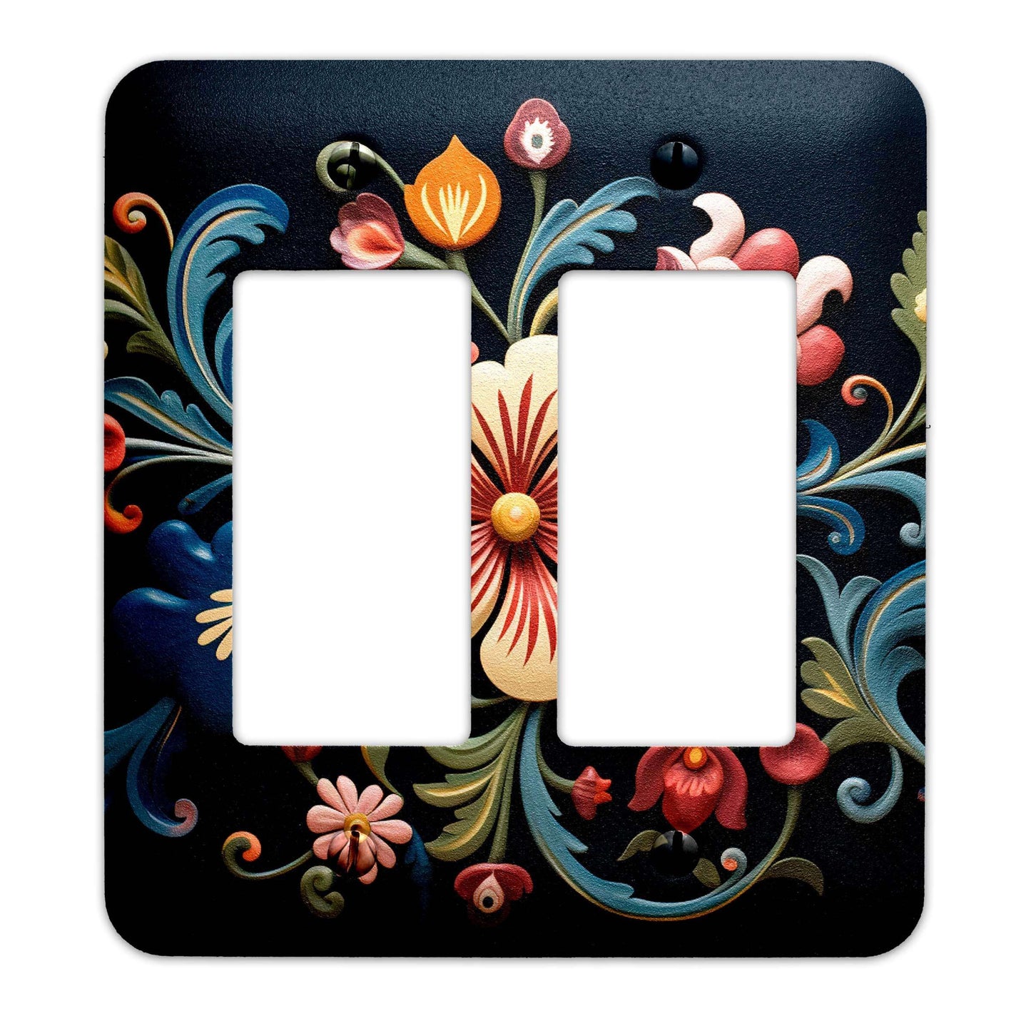 Blue Rosemaling Switch Plate Cover, Light Switch, Wall Plate, Single, Double, Home Decor