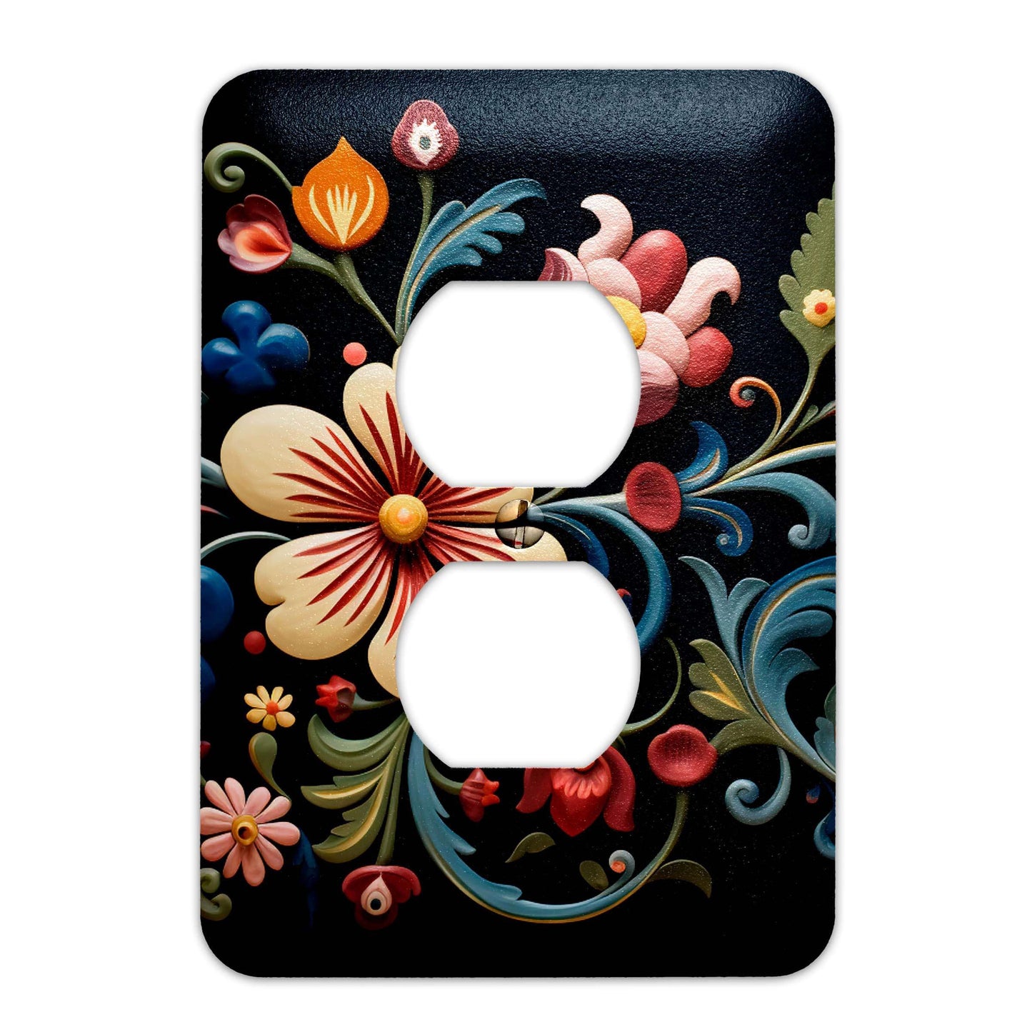 Blue Rosemaling Switch Plate Cover, Light Switch, Wall Plate, Single, Double, Home Decor