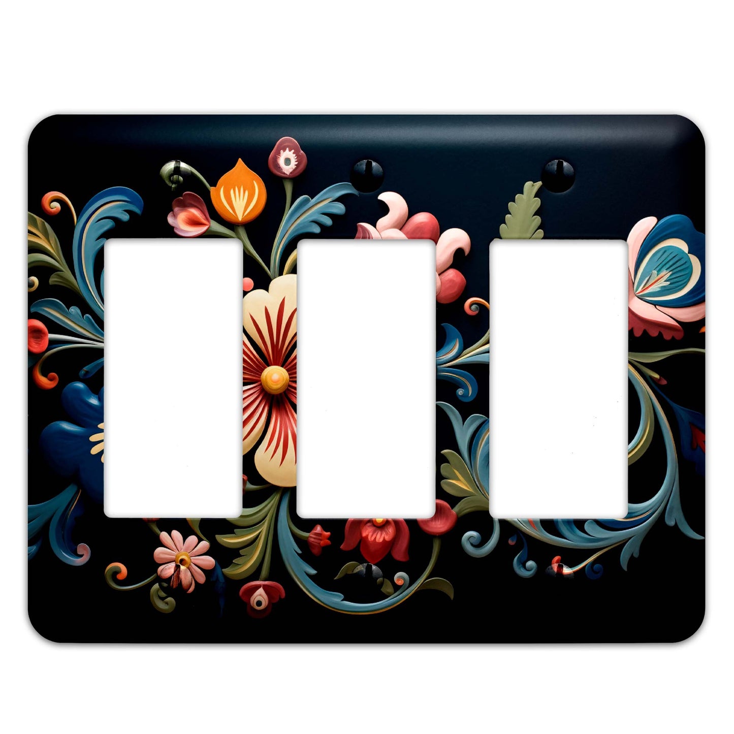 Blue Rosemaling Switch Plate Cover, Light Switch, Wall Plate, Single, Double, Home Decor