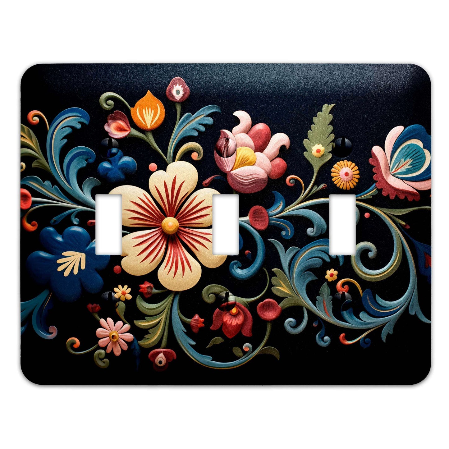 Blue Rosemaling Switch Plate Cover, Light Switch, Wall Plate, Single, Double, Home Decor