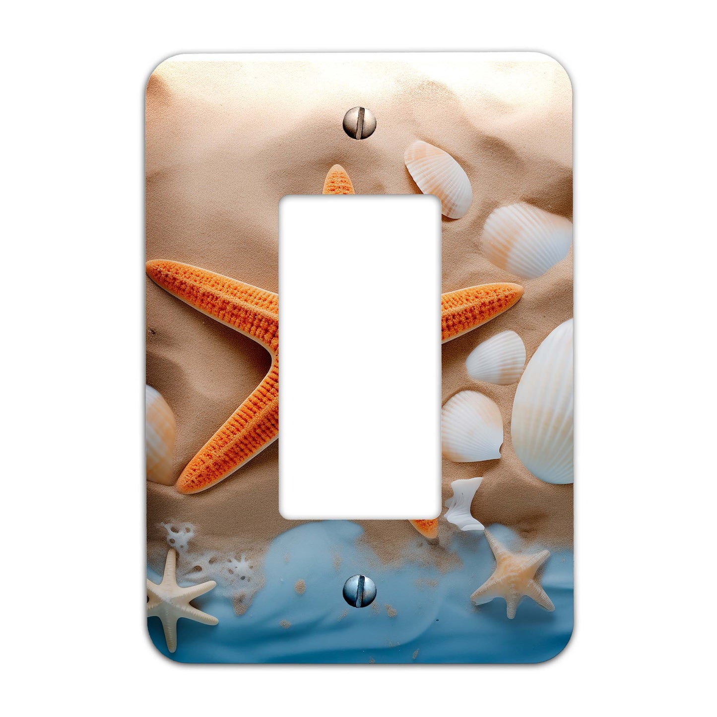 Metal Decorative Light Switch Plate Cover - Starfish and Seashells on the Beach - Other Sizes Available #4760