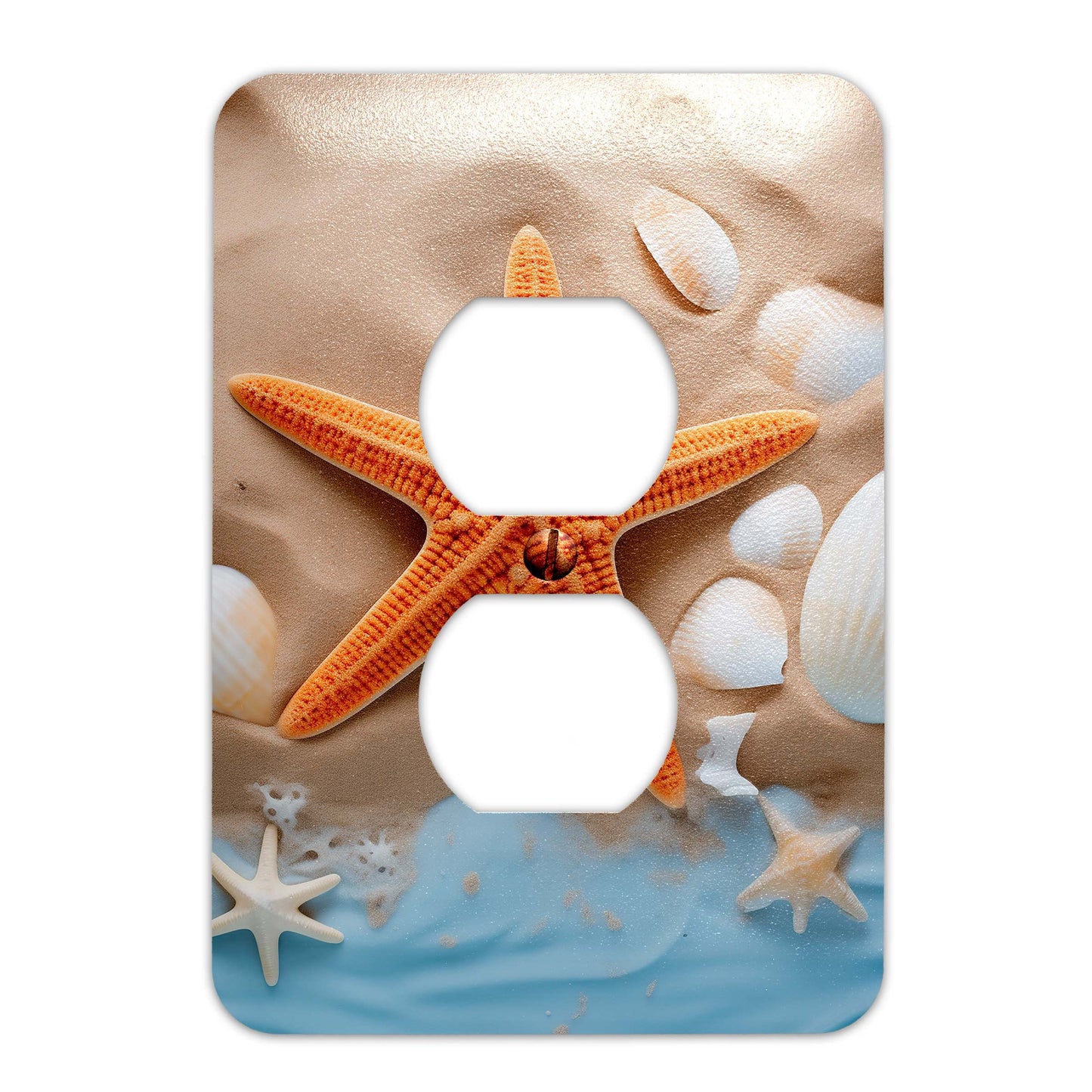 Metal Decorative Light Switch Plate Cover - Starfish and Seashells on the Beach - Other Sizes Available #4760