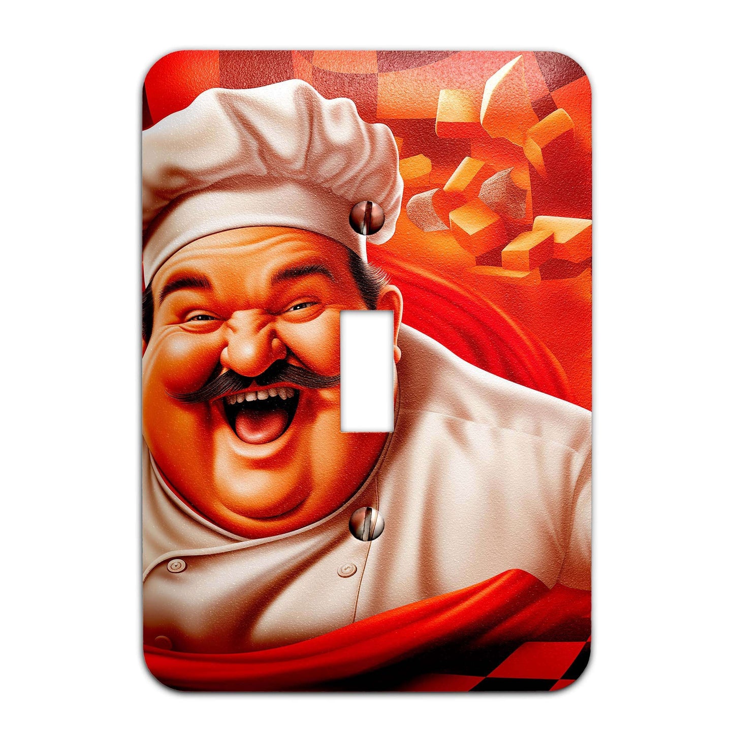 Metal Decorative Light Switch Plate Cover - Happy Fat Chef - Other Sizes Available #4764