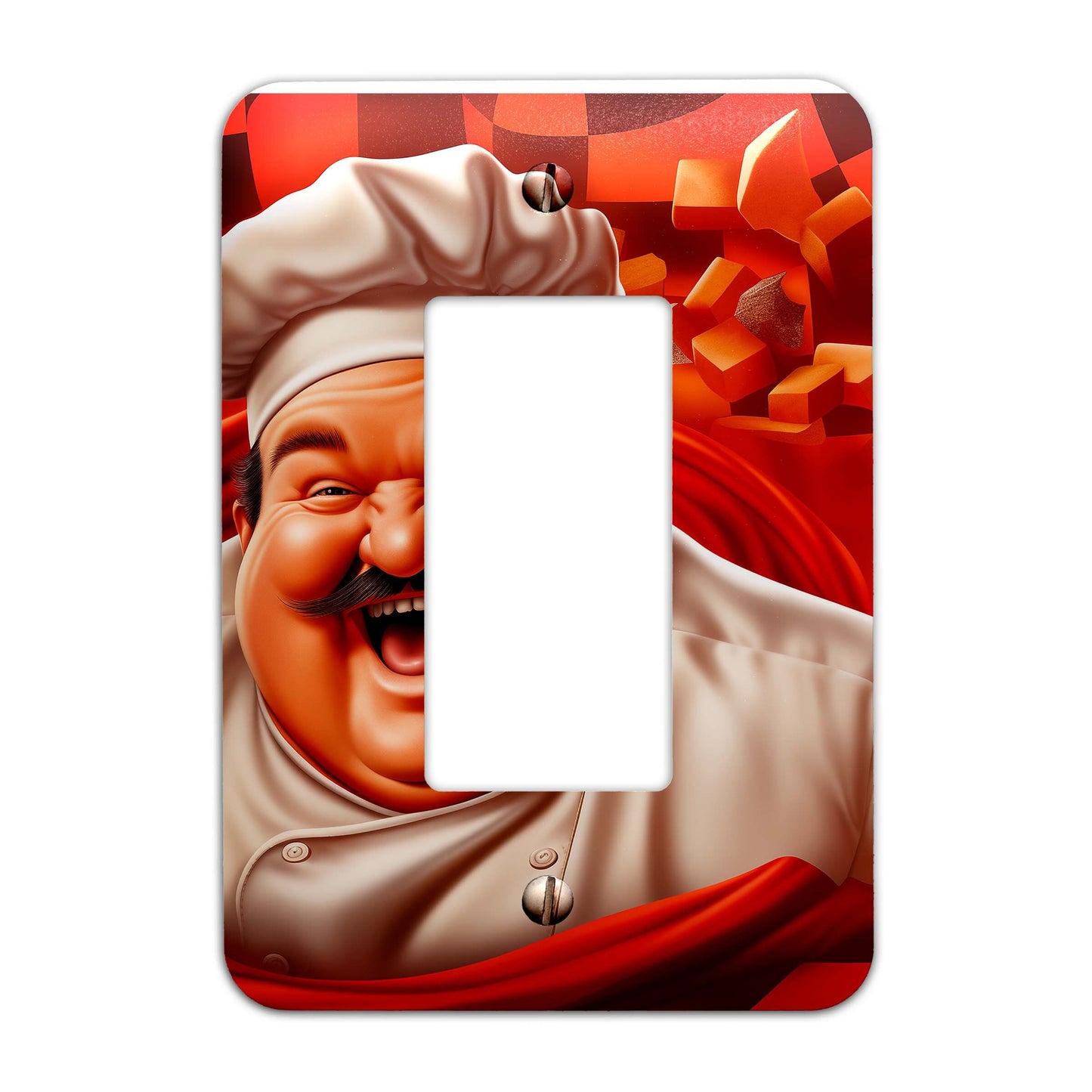 Metal Decorative Light Switch Plate Cover - Happy Fat Chef - Other Sizes Available #4764