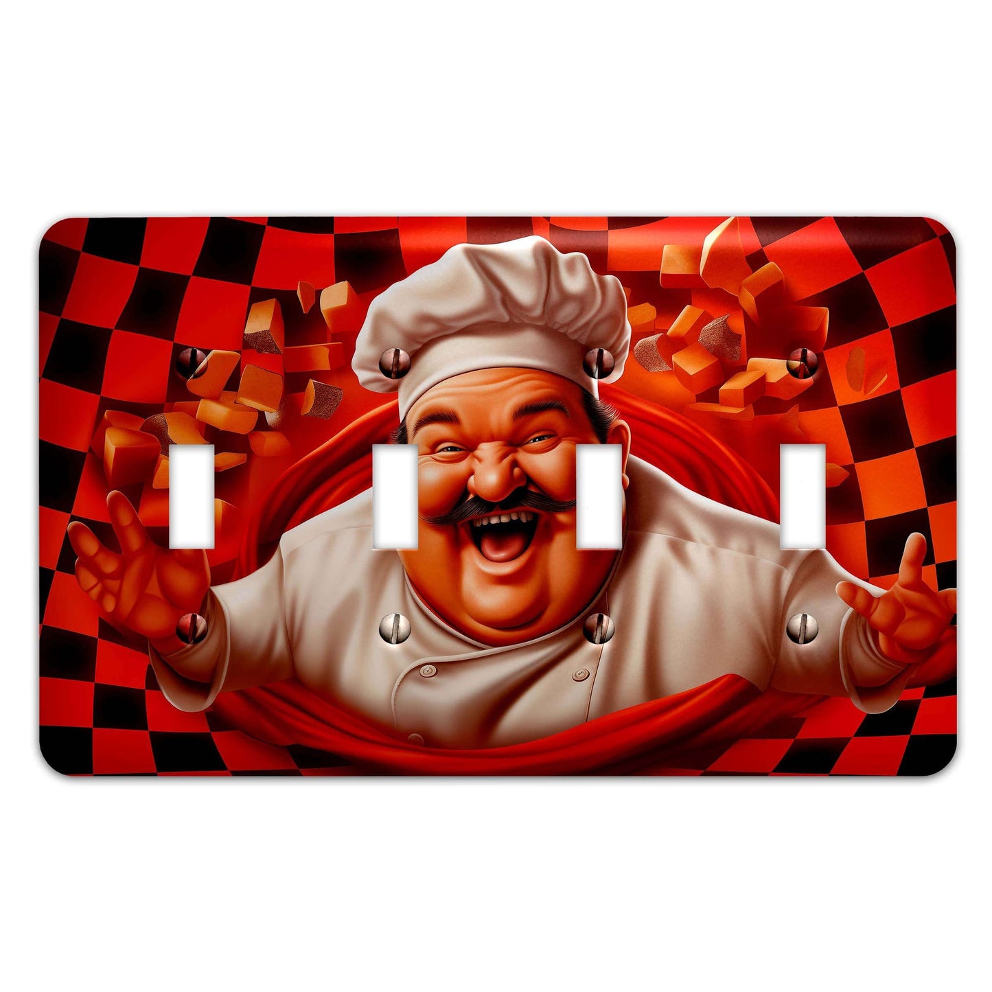 Metal Decorative Light Switch Plate Cover - Happy Fat Chef - Other Sizes Available #4764
