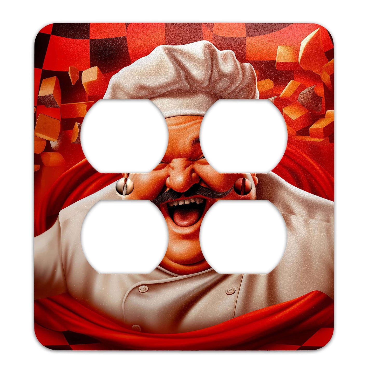 Metal Decorative Light Switch Plate Cover - Happy Fat Chef - Other Sizes Available #4764
