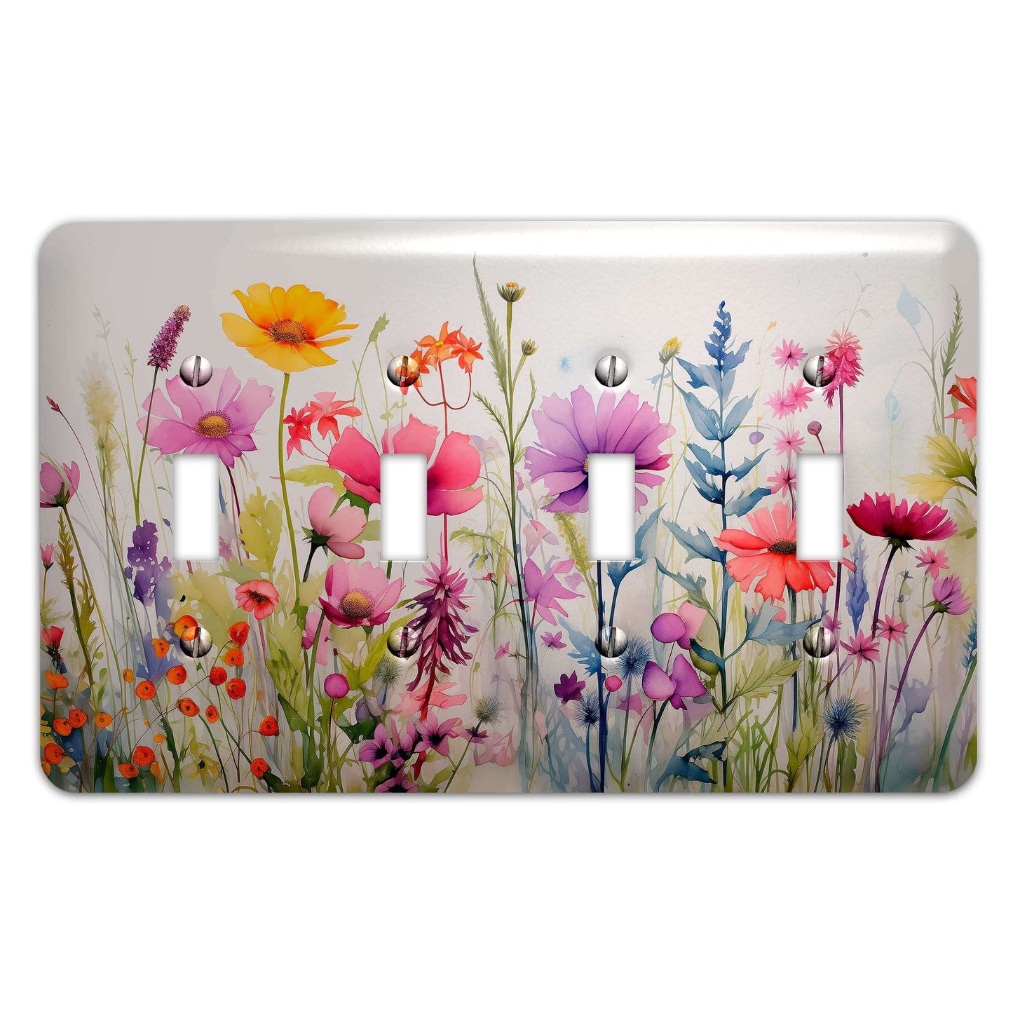 Metal Decorative Light Switch Plate Cover - Wildflowers in Bloom Switch Cover- Other Sizes Available #4785