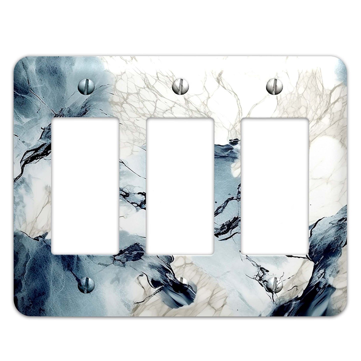 Blue and Gray Marble Design Metal Decorative Light Switch Plate Cover - Several Sizes Available #4830