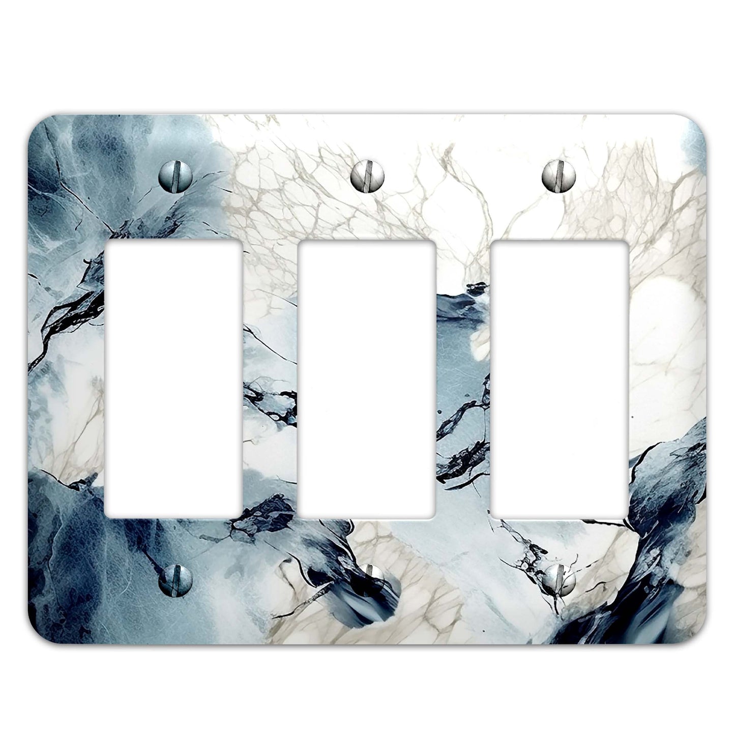 Blue and Gray Marble Design Metal Decorative Light Switch Plate Cover - Several Sizes Available #4830