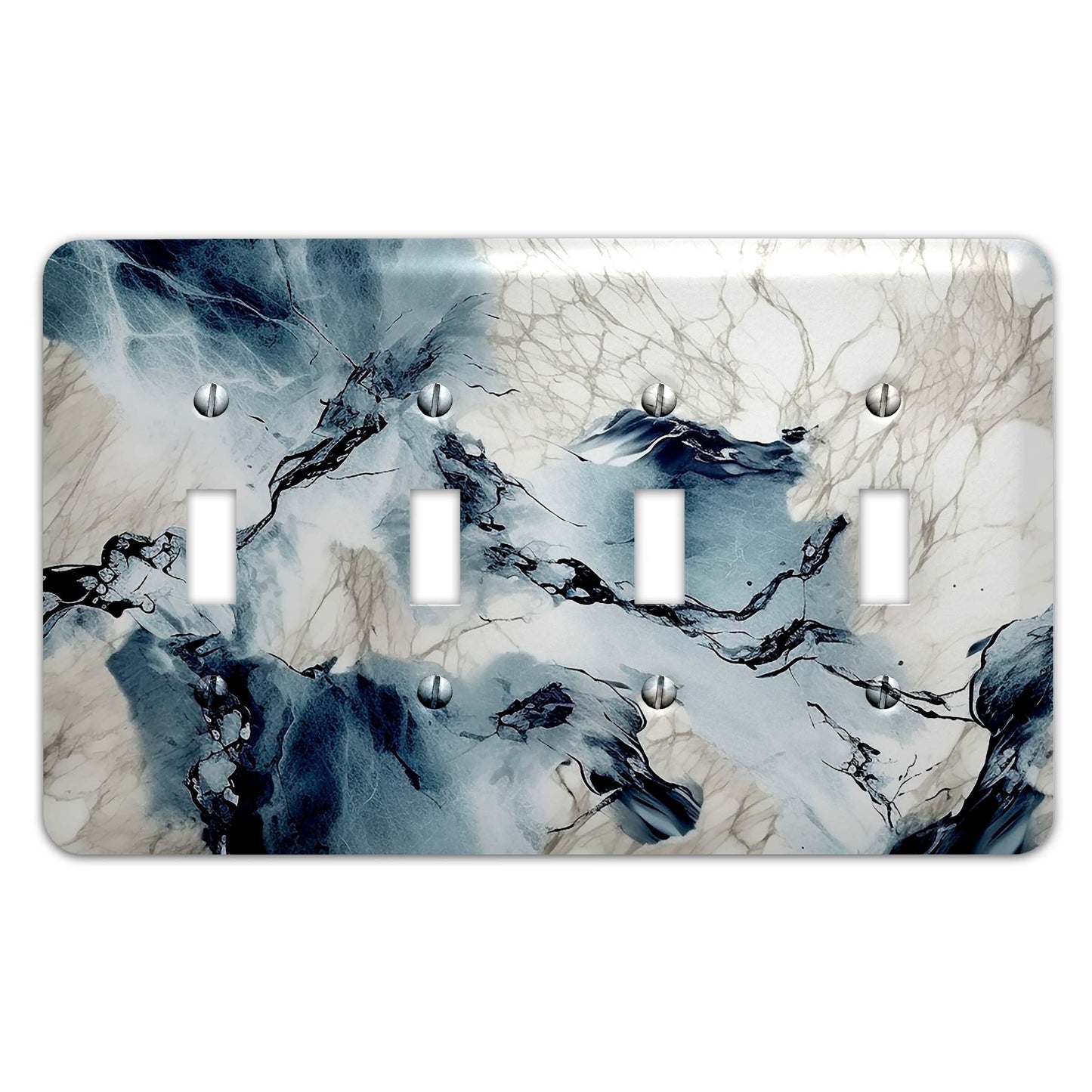 Blue and Gray Marble Design Metal Decorative Light Switch Plate Cover - Several Sizes Available #4830
