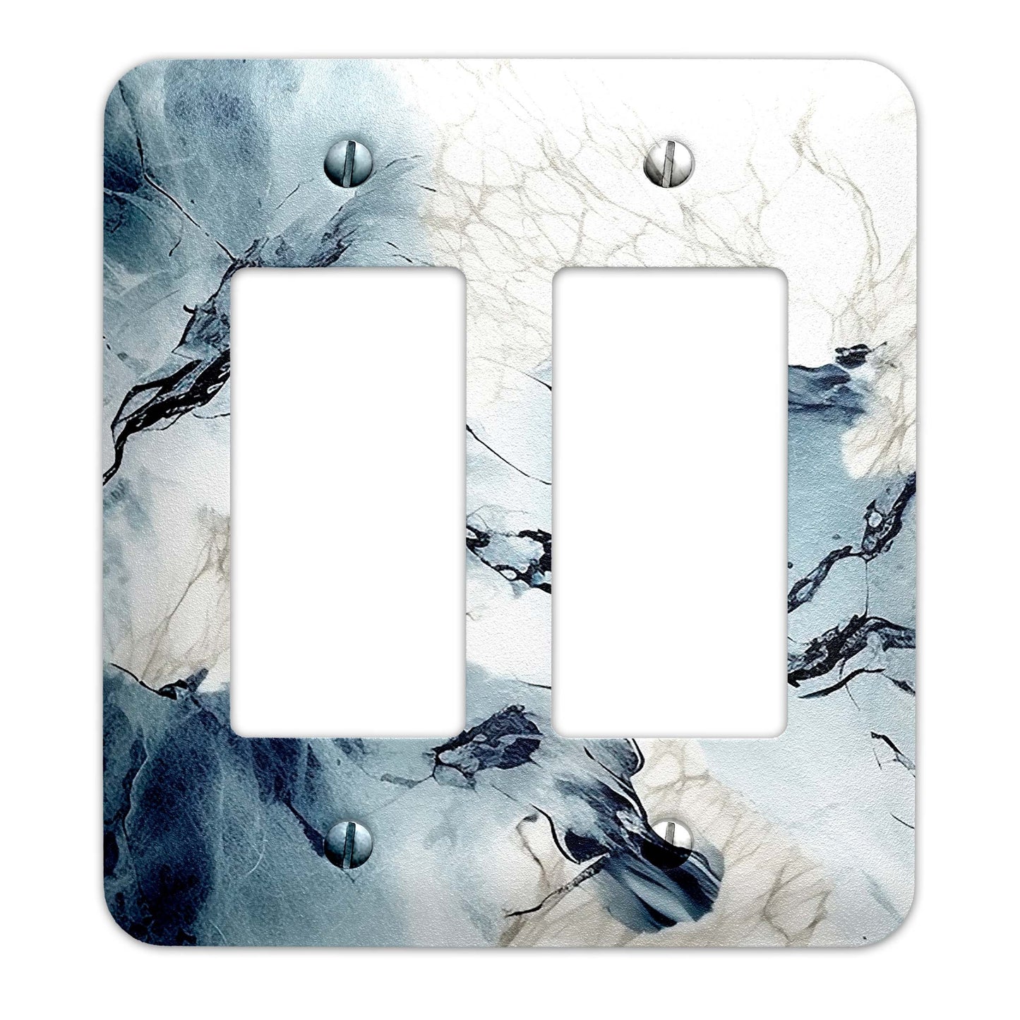 Blue and Gray Marble Design Metal Decorative Light Switch Plate Cover - Several Sizes Available #4830