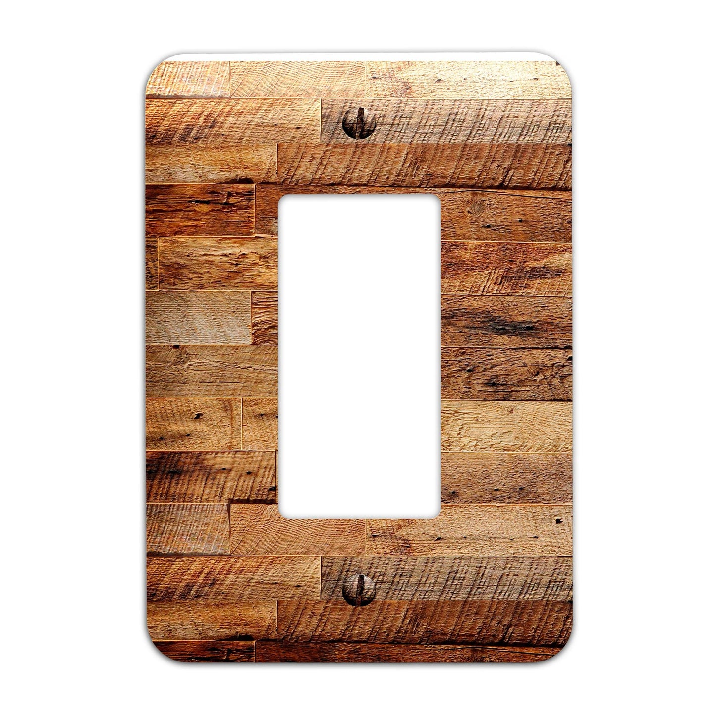 Metal Light Switch Plate Reclaimed Wood Paneling Pattern Decorative Switchplate Cover, Other Sizes Available #3839