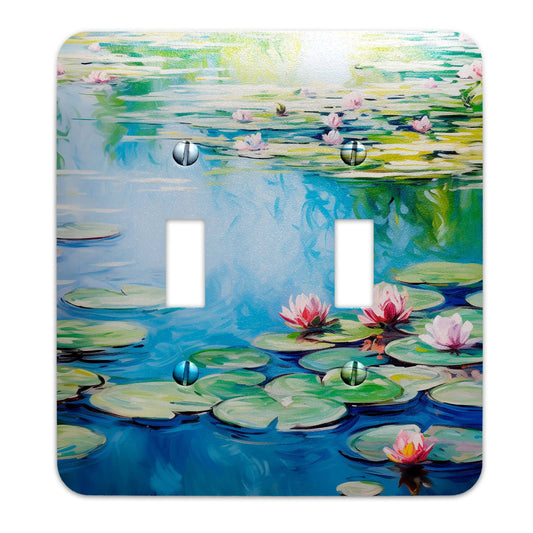 Monet Style Water Lillies Metal Decorative Light Switch Plate Cover - Several Sizes Available #4812