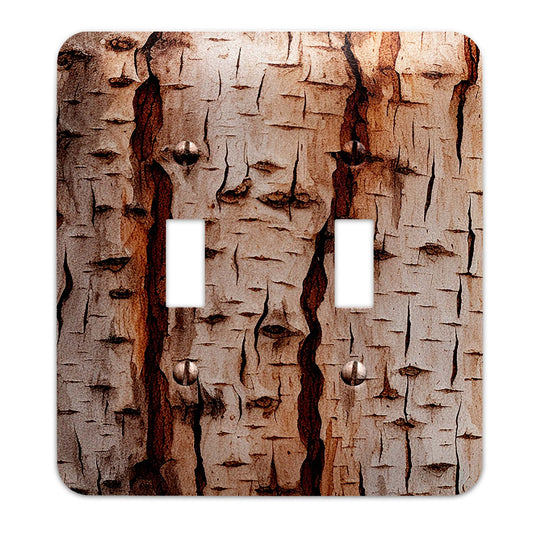 Tree Bark Rustic Design Metal Decorative Light Switch Plate Cover - Several Sizes Available #4826