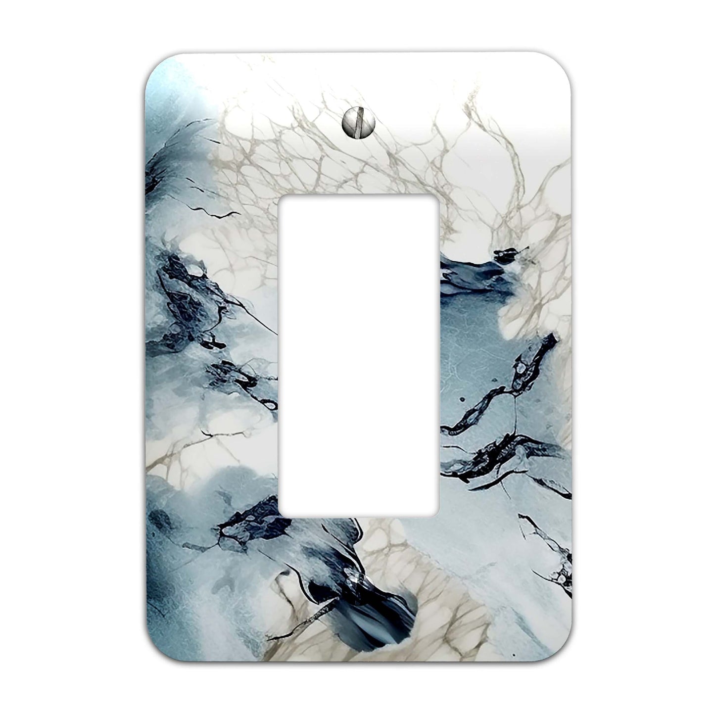 Blue and Gray Marble Design Metal Decorative Light Switch Plate Cover - Several Sizes Available #4830