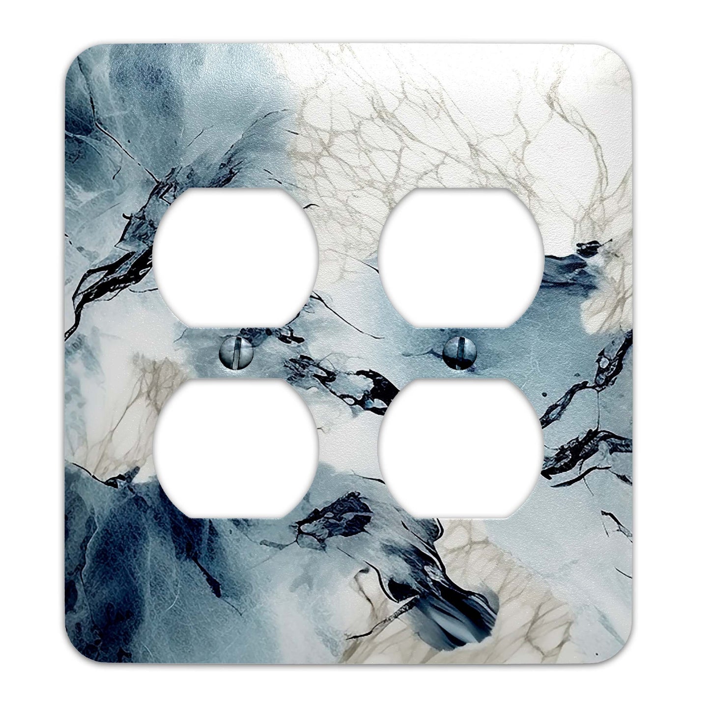 Blue and Gray Marble Design Metal Decorative Light Switch Plate Cover - Several Sizes Available #4830