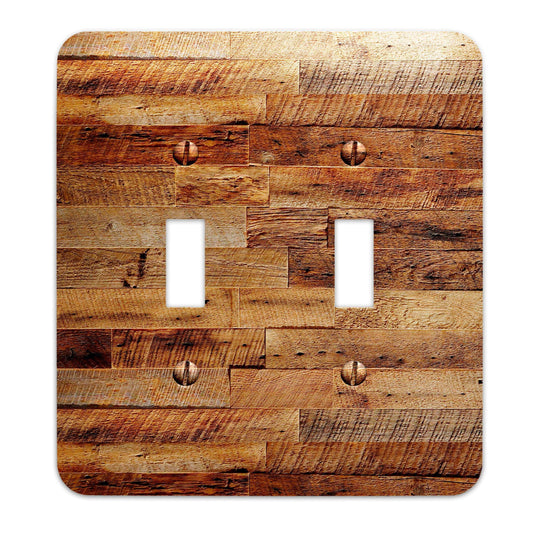 Metal Light Switch Plate Reclaimed Wood Paneling Pattern Decorative Switchplate Cover, Other Sizes Available #3839