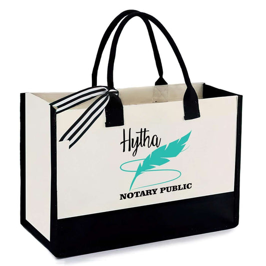 Personalized Notary Public Feather Canvas Tote, Loan Signing Agent Bag, Gift for Notary Public Bag, Mobile Notary #1966