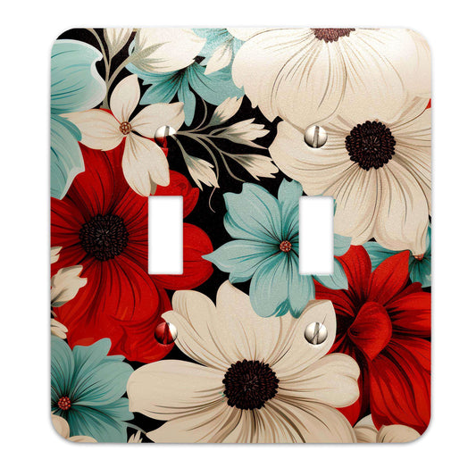 Colorful Floral Pattern Design Metal Decorative Light Switch Plate Cover - Several Sizes Available #5038